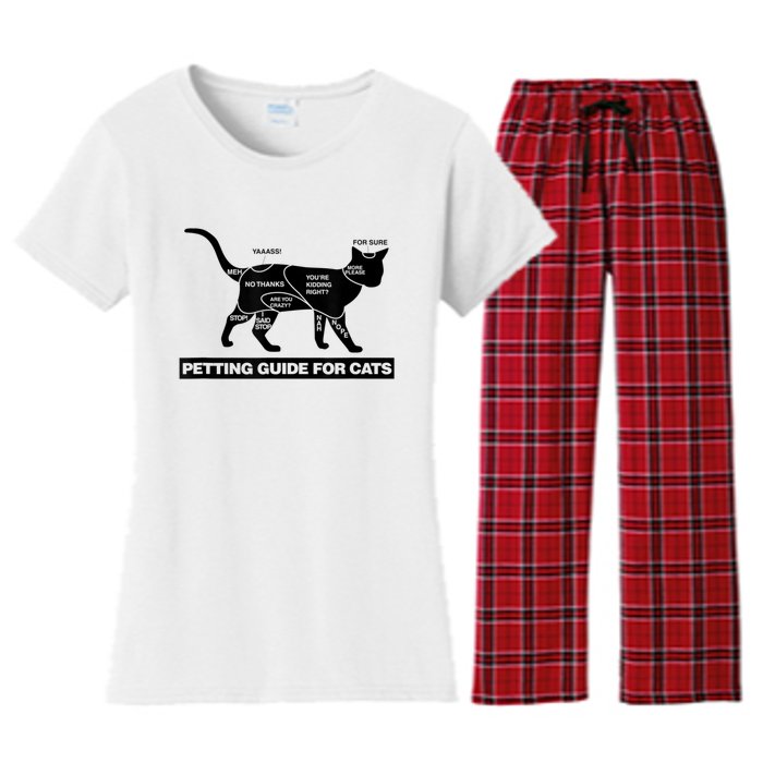 Petting Chart For A Cat Funny How To Pet A Cat Meme Women's Flannel Pajama Set