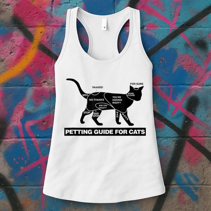 Petting Chart For A Cat Funny How To Pet A Cat Meme Womens Tank Top