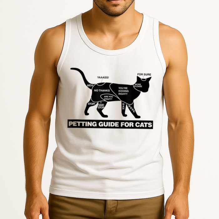 Petting Chart For A Cat Funny How To Pet A Cat Meme Tank Top