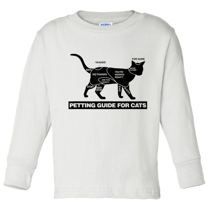 Petting Chart For A Cat Funny How To Pet A Cat Meme Toddler Long Sleeve Shirt