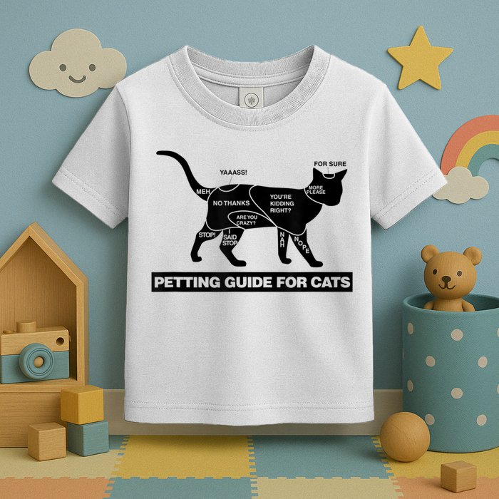 Petting Chart For A Cat Funny How To Pet A Cat Meme Toddler T-Shirt