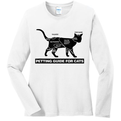 Petting Chart For A Cat Funny How To Pet A Cat Meme Ladies Long Sleeve Shirt