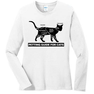 Petting Chart For A Cat Funny How To Pet A Cat Meme Ladies Long Sleeve Shirt