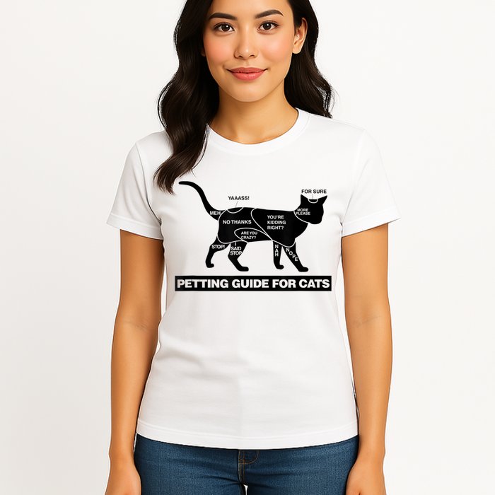 Petting Chart For A Cat Funny How To Pet A Cat Meme Womens T-Shirt