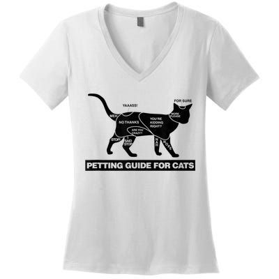 Petting Chart For A Cat Funny How To Pet A Cat Meme Women's V-Neck T-Shirt