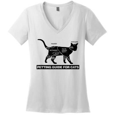 Petting Chart For A Cat Funny How To Pet A Cat Meme Women's V-Neck T-Shirt