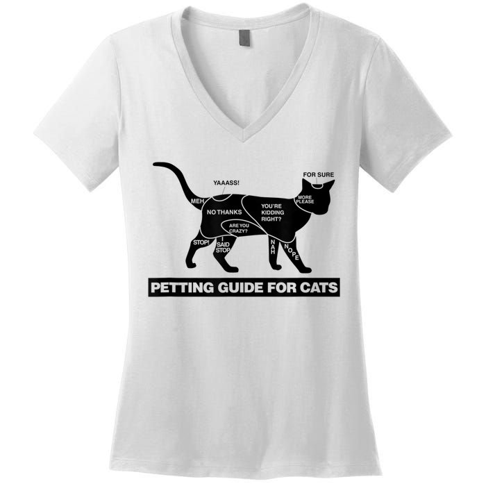 Petting Chart For A Cat Funny How To Pet A Cat Meme Women's V-Neck T-Shirt