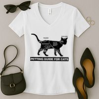 Petting Chart For A Cat Funny How To Pet A Cat Meme Women's V-Neck T-Shirt