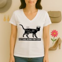 Petting Chart For A Cat Funny How To Pet A Cat Meme Women's V-Neck T-Shirt