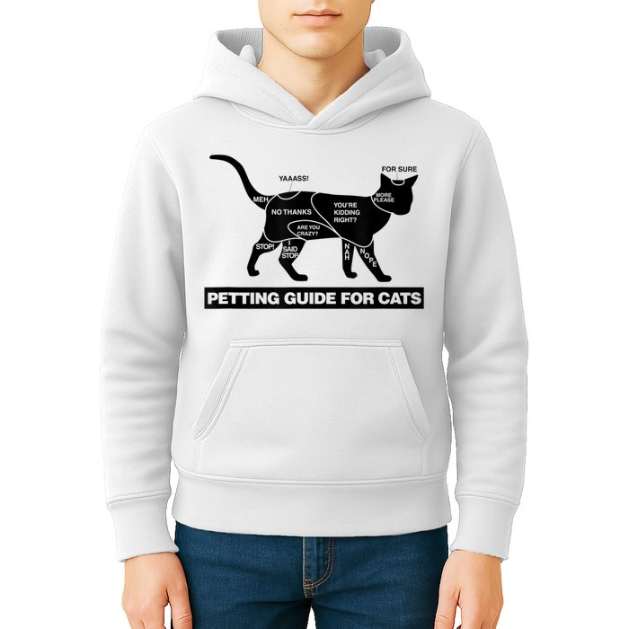 Petting Chart For A Cat Funny How To Pet A Cat Meme Kids Hoodie