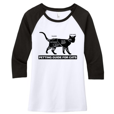 Petting Chart For A Cat Funny How To Pet A Cat Meme Women's Tri-Blend 3/4-Sleeve Raglan Shirt