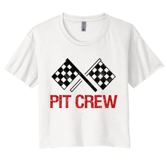 Pit Crew For Racing Car Parties Women's Crop Top Tee