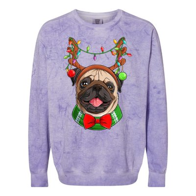 Pug Christmas Festive Cute Colorblast Crewneck Sweatshirt