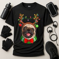 Pug Christmas Festive Cute Cooling Performance Crew T-Shirt