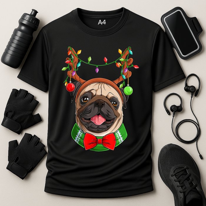 Pug Christmas Festive Cute Cooling Performance Crew T-Shirt