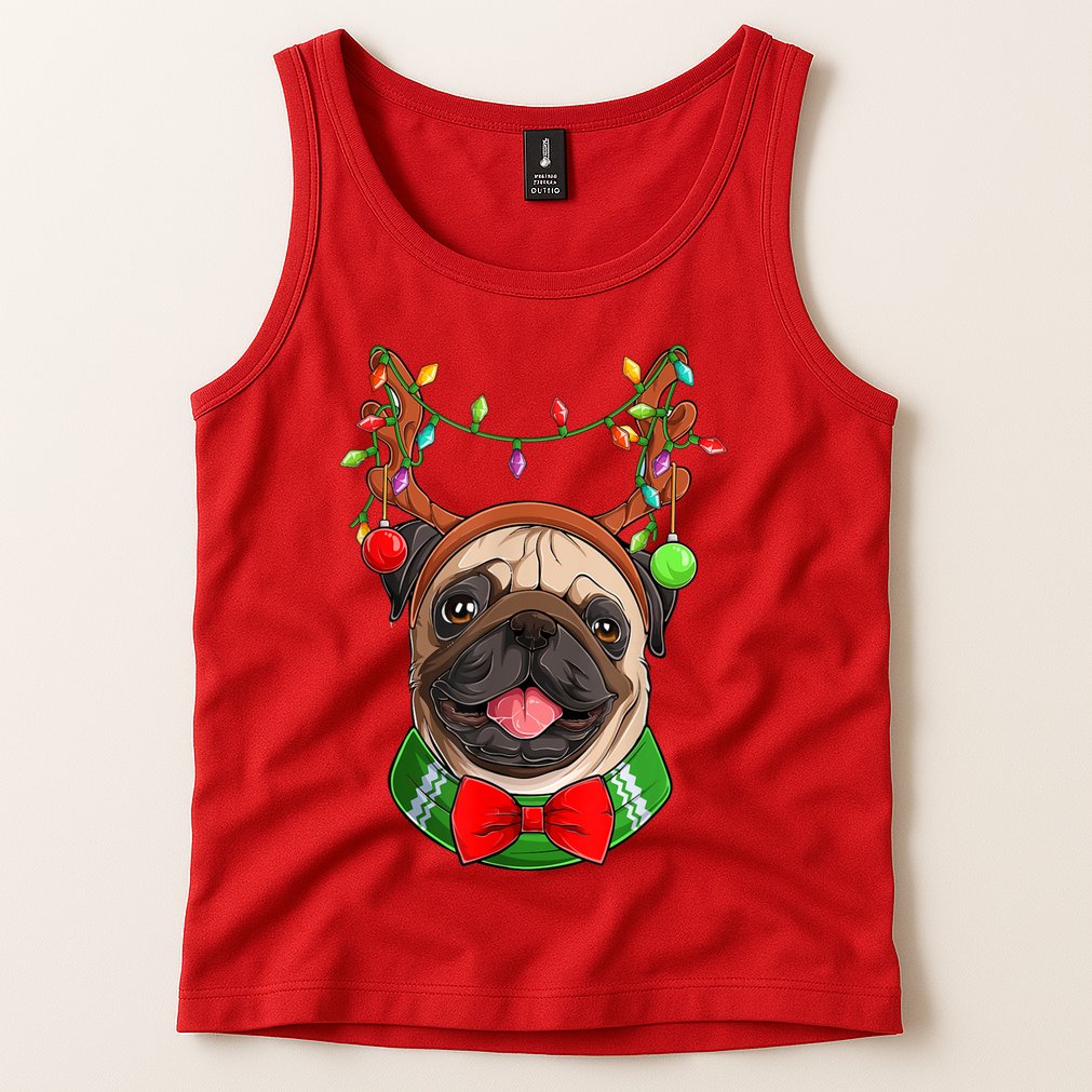 Pug Christmas Festive Cute Tank Top