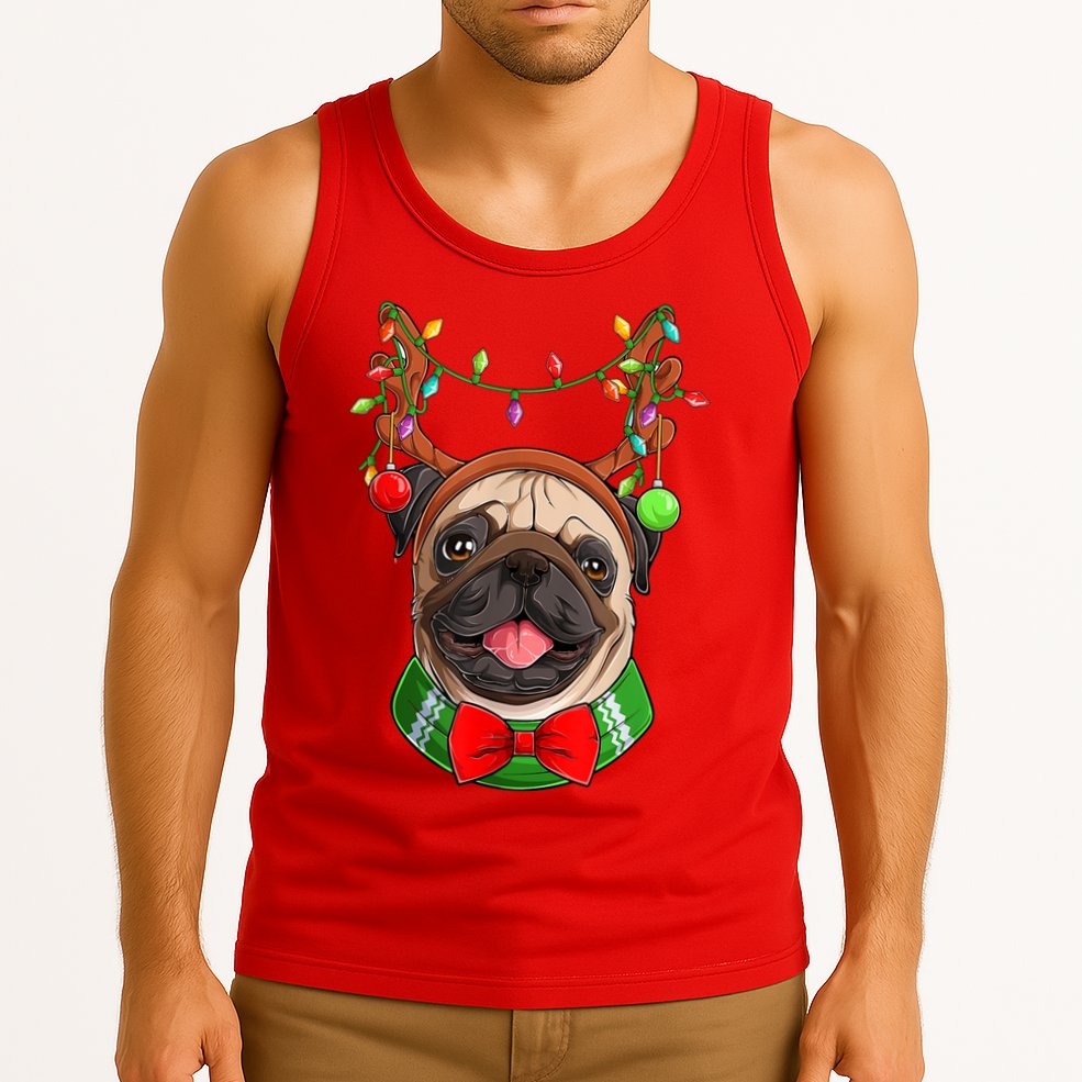 Pug Christmas Festive Cute Tank Top