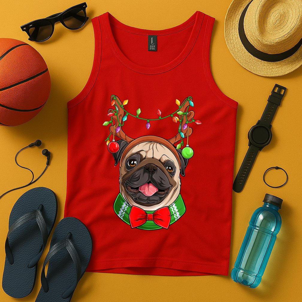 Pug Christmas Festive Cute Tank Top