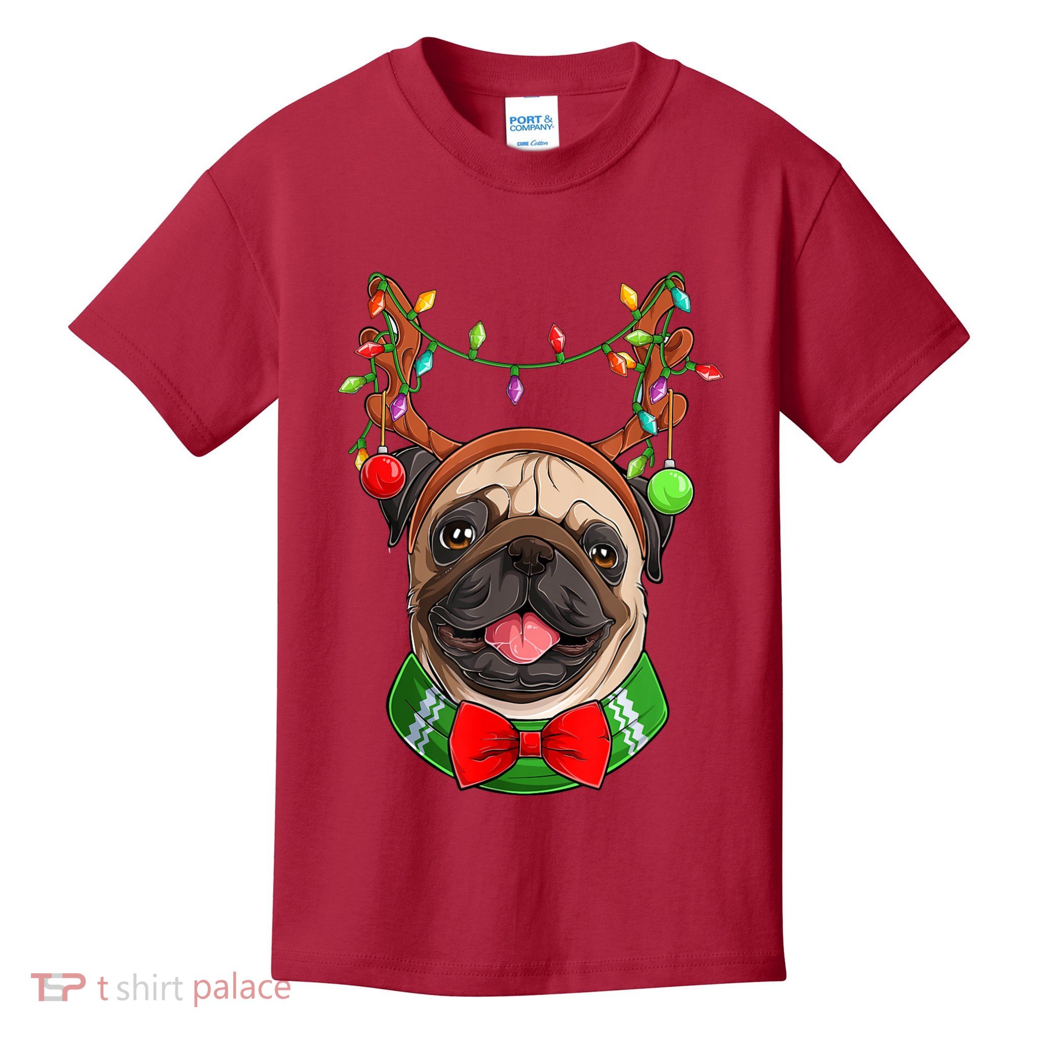 Pug Christmas Festive Cute Kids T-Shirt
