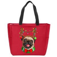 Pug Christmas Festive Cute Zip Tote Bag