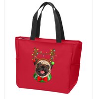 Pug Christmas Festive Cute Zip Tote Bag