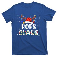 Pops Claus Funny Christmas Lights Pajama Family Team Santa Gift T-Shirt