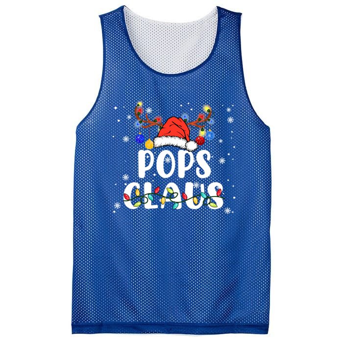 Pops Claus Funny Christmas Lights Pajama Family Team Santa Gift Mesh Reversible Basketball Jersey Tank