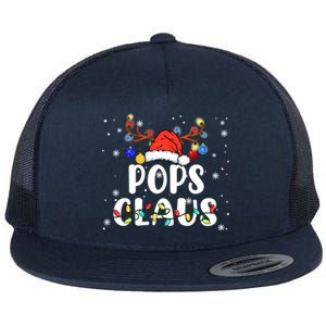 Pops Claus Funny Christmas Lights Pajama Family Team Santa Gift Flat Bill Trucker Hat