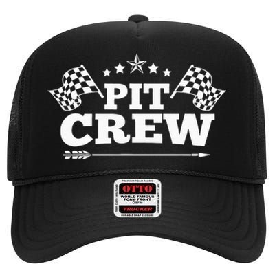 Pit Crew Funny Race Track Racing Mechanic Car Parties Drive High Crown Mesh Back Trucker Hat