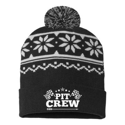 Pit Crew Funny Race Track Racing Mechanic Car Parties Drive USA-Made Snowflake Beanie