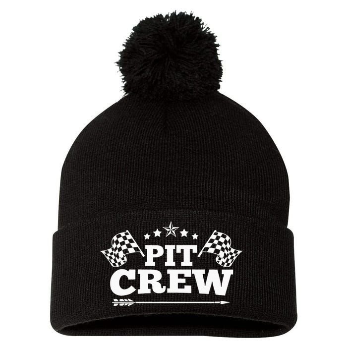 Pit Crew Funny Race Track Racing Mechanic Car Parties Drive Pom Pom 12in Knit Beanie