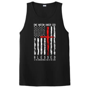 Patriotic Christian Flag "Blessed One Nation Under God" Funny Gift PosiCharge Competitor Tank