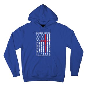 Patriotic Christian Flag "Blessed One Nation Under God" Funny Gift Hoodie