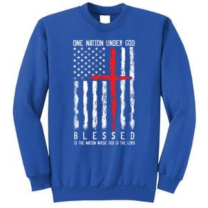 Patriotic Christian Flag "Blessed One Nation Under God" Funny Gift Sweatshirt