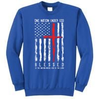 Patriotic Christian Flag "Blessed One Nation Under God" Funny Gift Sweatshirt