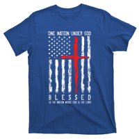 Patriotic Christian Flag "Blessed One Nation Under God" Funny Gift T-Shirt