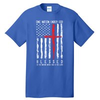 Patriotic Christian Flag "Blessed One Nation Under God" Funny Gift Tall T-Shirt