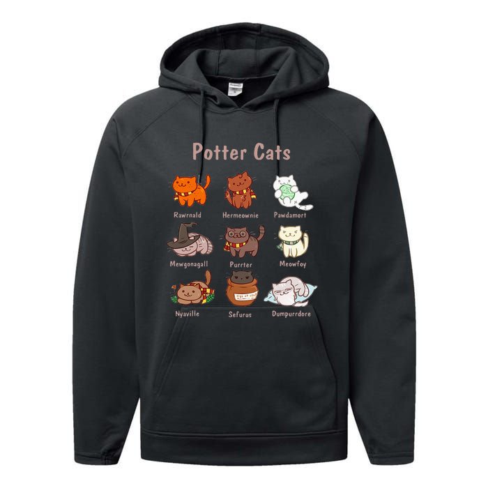 Potter Cats Funny Gifts For Cat Lovers Performance Fleece Hoodie