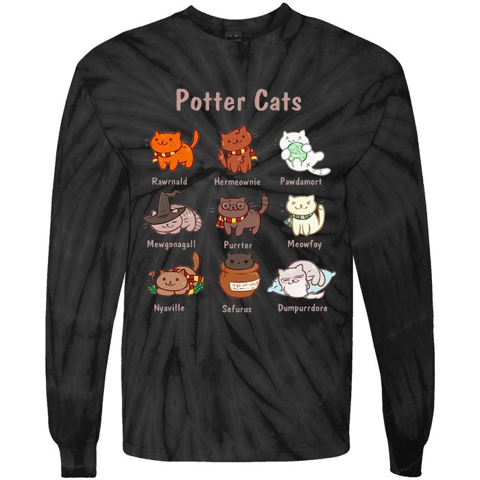 Potter Cats Funny Gifts For Cat Lovers Tie-Dye Long Sleeve Shirt