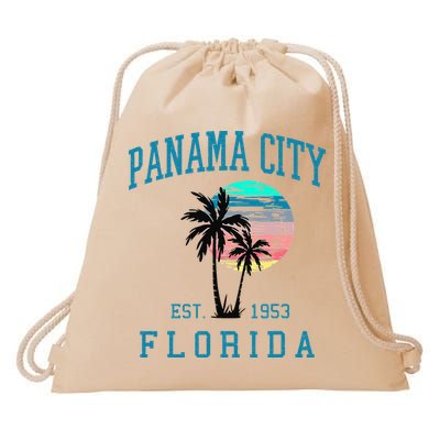 Panama City Florida Spring Vacations Beach Palm Trees Summer Drawstring Bag