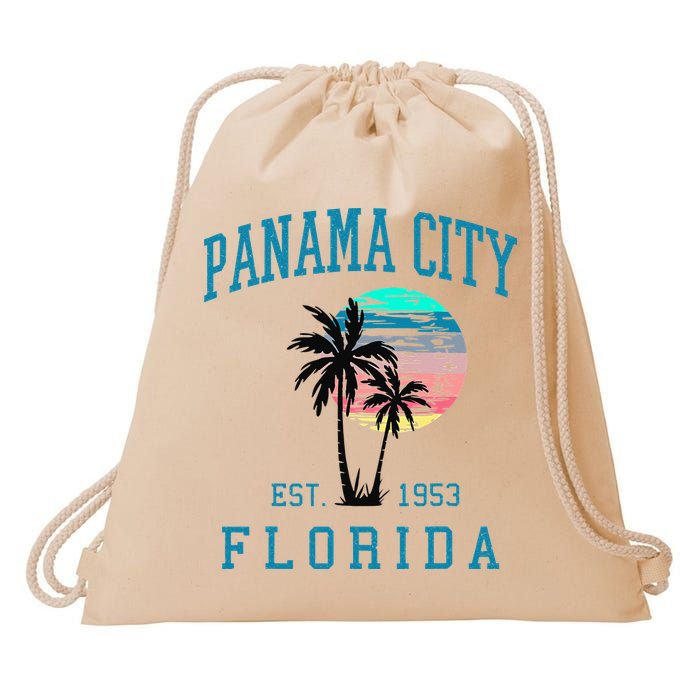Panama City Florida Spring Vacations Beach Palm Trees Summer Drawstring Bag