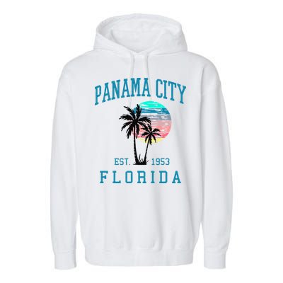 Panama City Florida Spring Vacations Beach Palm Trees Summer Garment-Dyed Fleece Hoodie