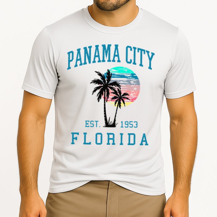Panama City Florida Spring Vacations Beach Palm Trees Summer Cooling Performance Crew T-Shirt