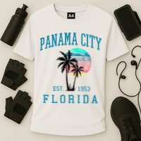 Panama City Florida Spring Vacations Beach Palm Trees Summer Cooling Performance Crew T-Shirt