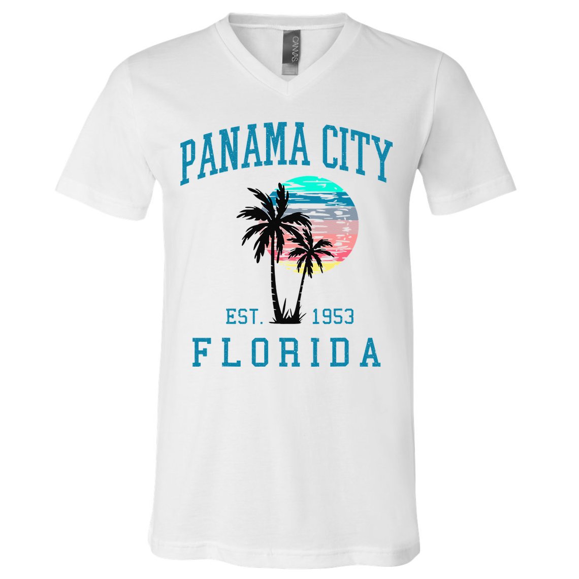 Panama City Florida Spring Vacations Beach Palm Trees Summer V-Neck T-Shirt