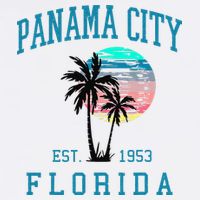 Panama City Florida Spring Vacations Beach Palm Trees Summer Button
