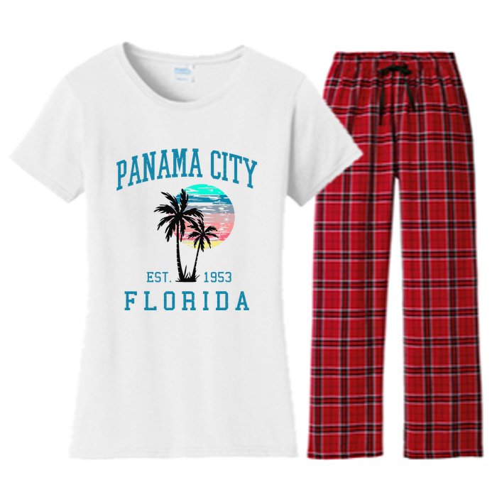 Panama City Florida Spring Vacations Beach Palm Trees Summer Women's Flannel Pajama Set