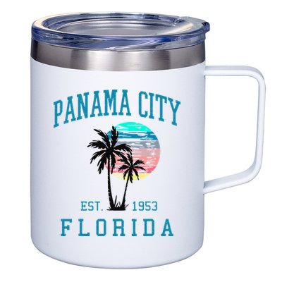 Panama City Florida Spring Vacations Beach Palm Trees Summer 12oz Stainless Steel Coffee Mug