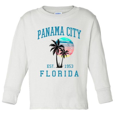 Panama City Florida Spring Vacations Beach Palm Trees Summer Toddler Long Sleeve Shirt