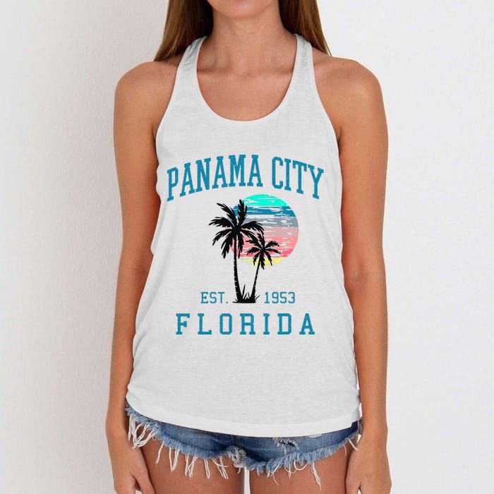 Panama City Florida Spring Vacations Beach Palm Trees Summer Women's Knotted Racerback Tank